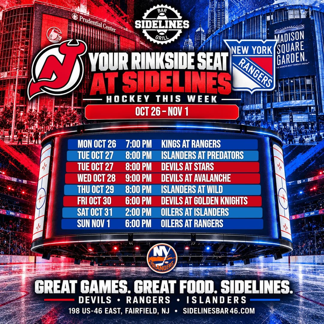 Hockey This Week at Sidelines – Oct 26 – Nov 1
