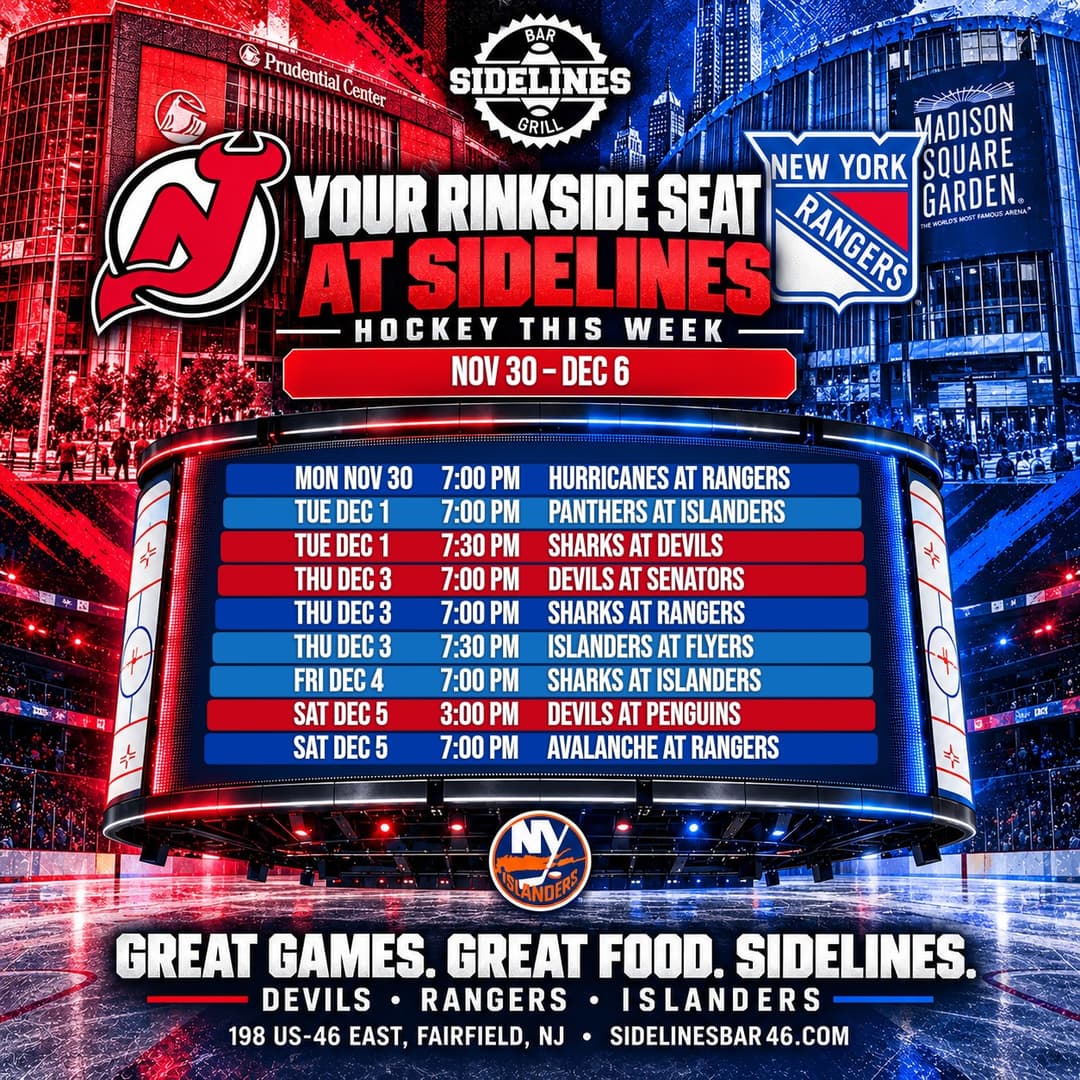 Hockey This Week at Sidelines – Nov 30 – Dec 6