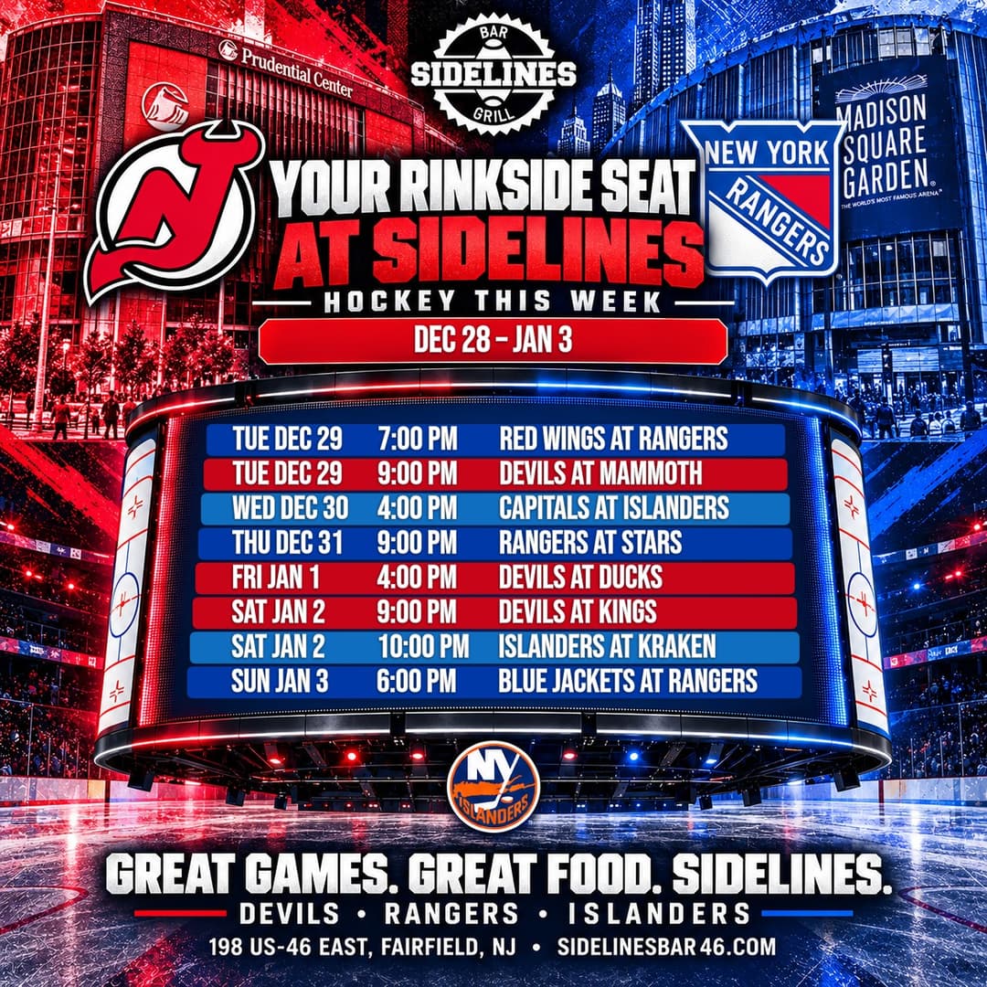Hockey This Week at Sidelines – Dec 28 – Jan 3