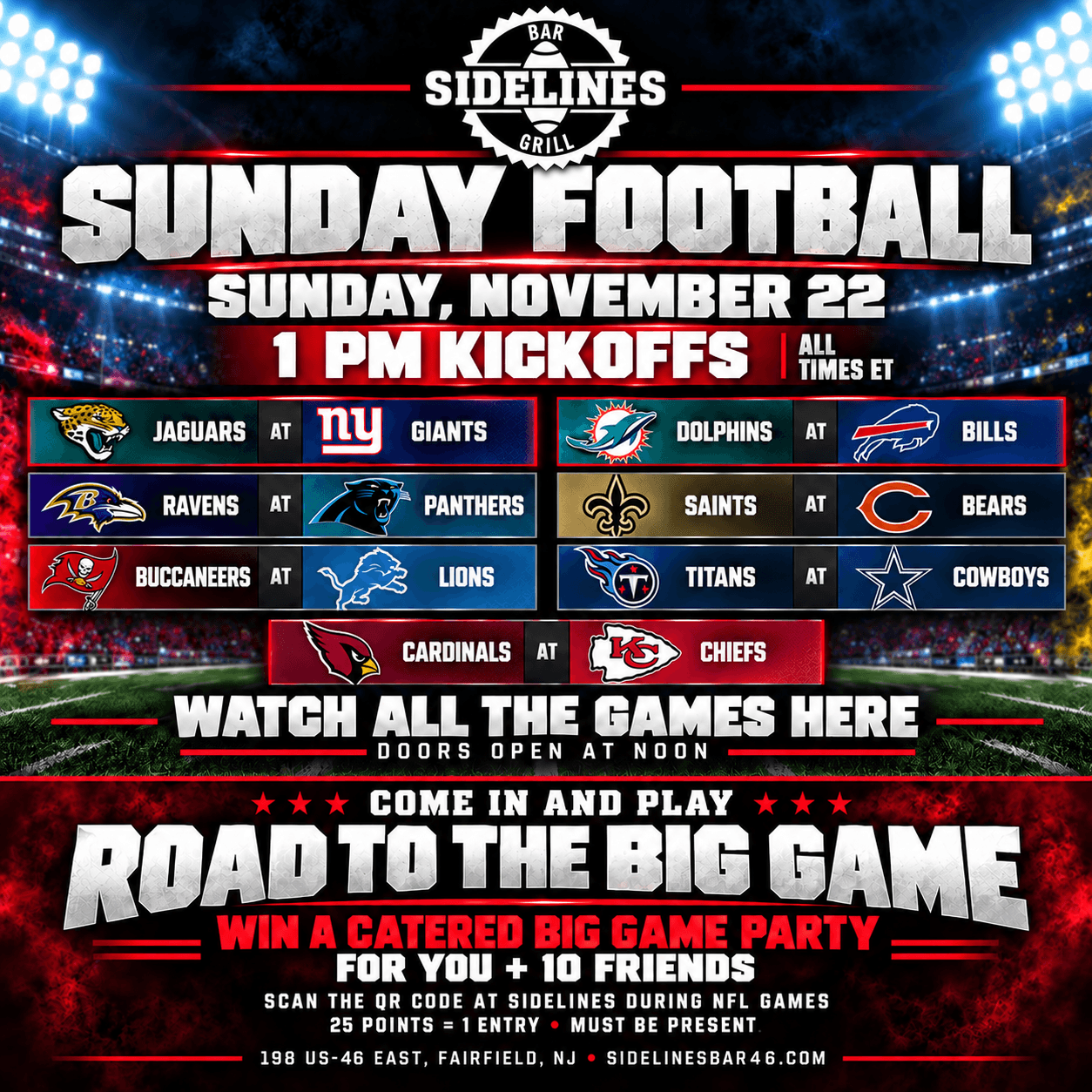 Sunday Football – 1 PM Kickoffs