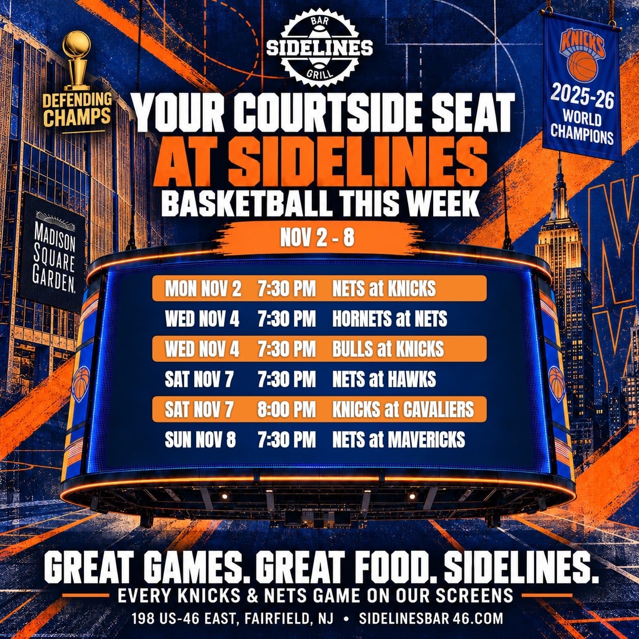Basketball This Week at Sidelines – Nov 2–8