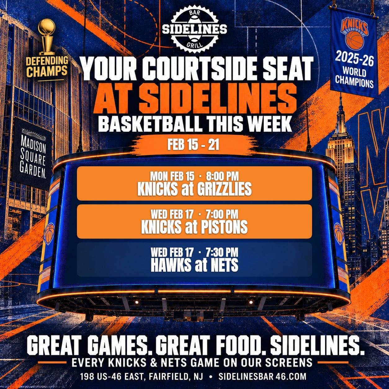 Basketball This Week at Sidelines – Feb 15–21