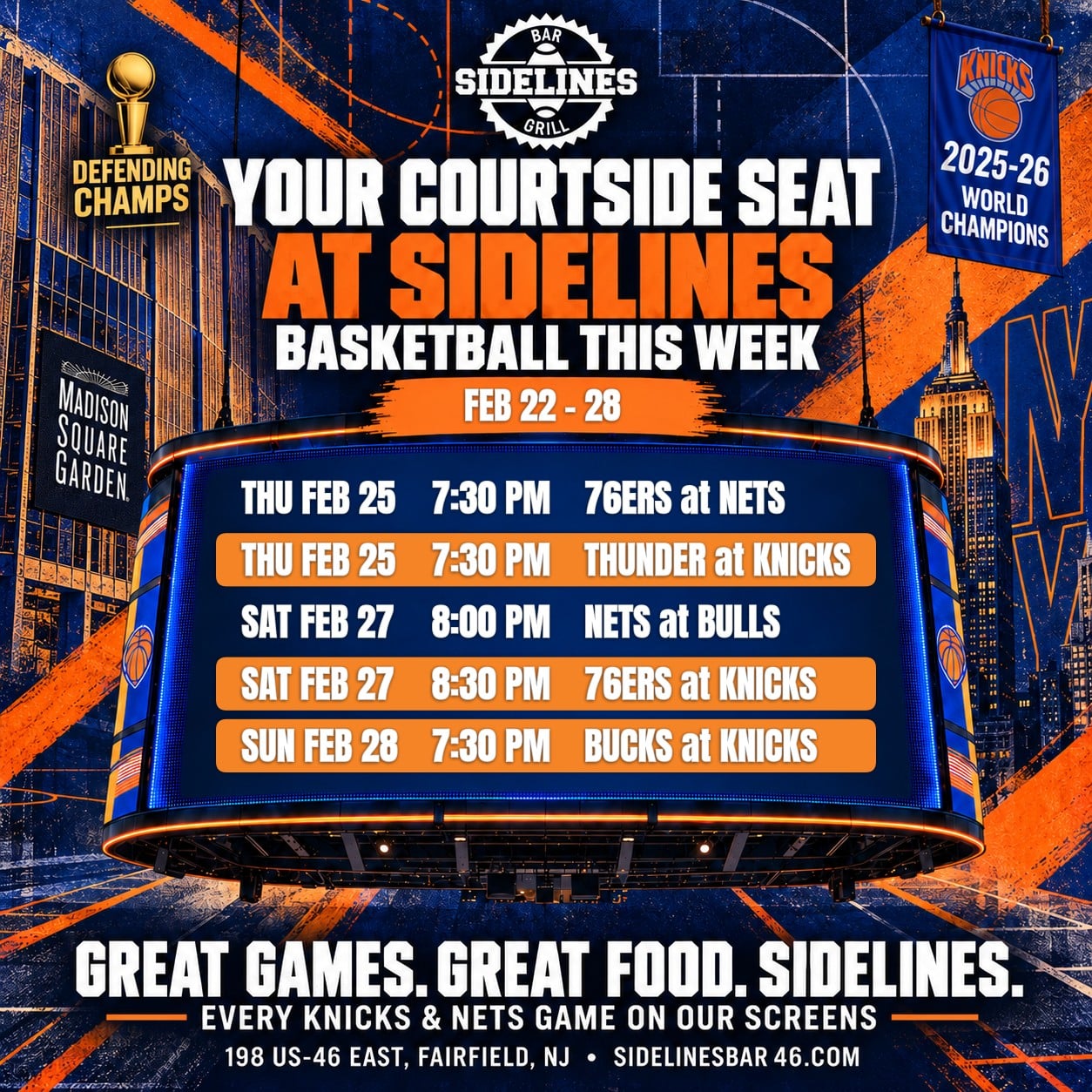 Basketball This Week at Sidelines – Feb 22–28