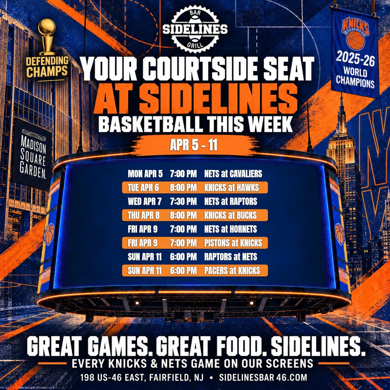 Basketball This Week at Sidelines – Apr 5–11