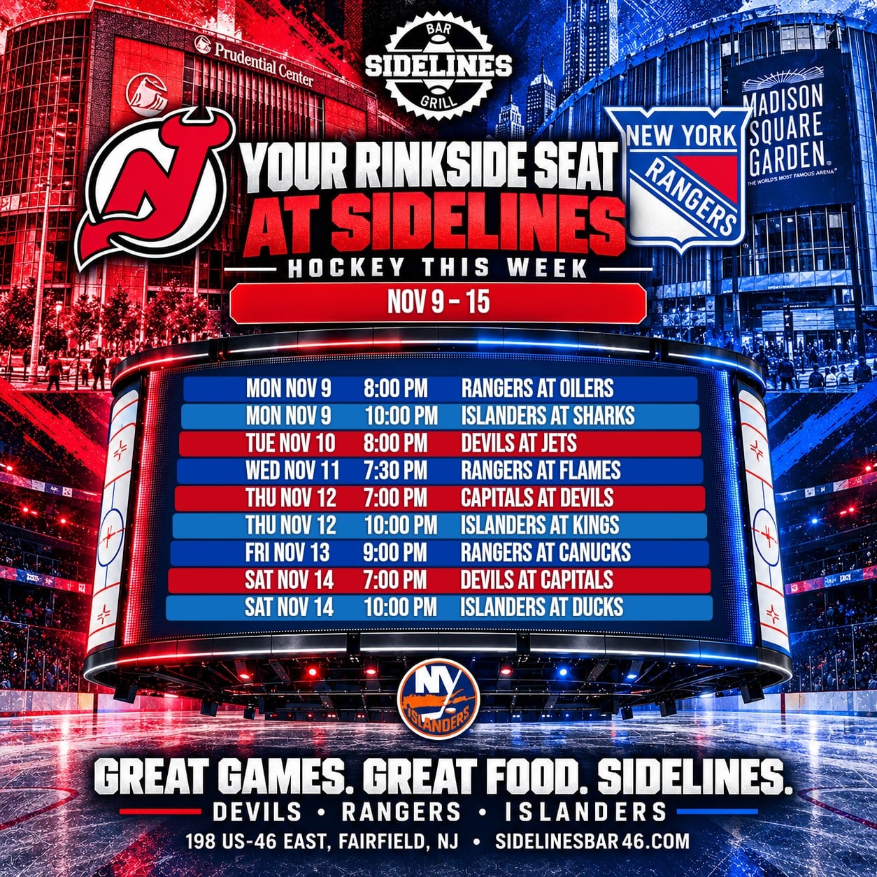 Hockey This Week at Sidelines – Nov 9–15