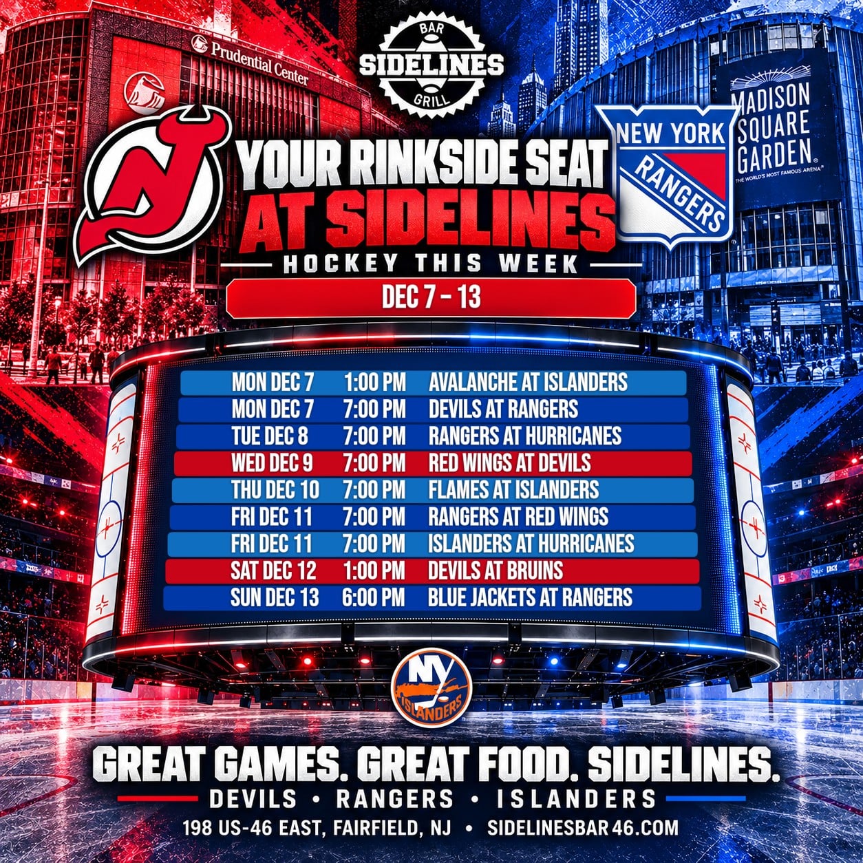 Hockey This Week at Sidelines – Dec 7–13
