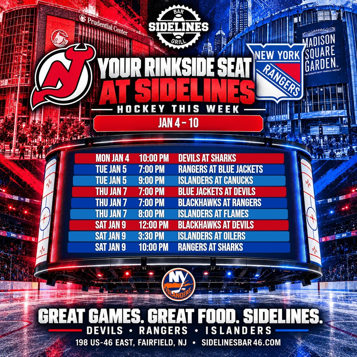 Hockey This Week at Sidelines – Jan 4–10