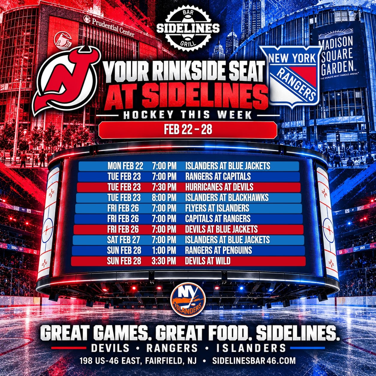 Hockey This Week at Sidelines – Feb 22–28